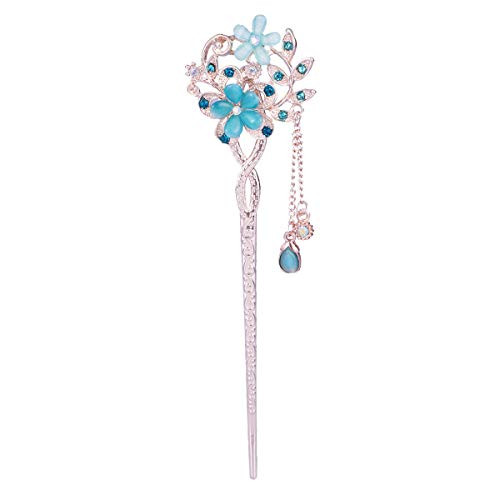Frcolor Rhinestone Hair Stick Chinese Hair Chopsticks Hairpin Chignon Pin Blue Frcolor Rhinestone Hair Stick Chinese Hair Chopsticks Hairpin Chignon Pin Blue