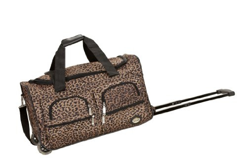 Rockland Rolling Duffel Bag Brown Leopard 22Inch