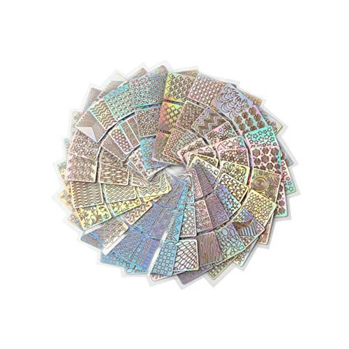 Aysekone 24 Pieces 144 Sheets Nail Art Hollow Laser Sticker Stencil Gel Polish Nail Vinyl Tip Transfer Guide Template Nail Decals Kit