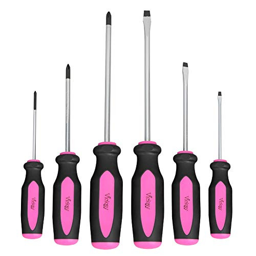Magnetic Screwdrivers Set,6 Pieces Slotted and Phillips Screwdriver with Permanent Magnetic Tips, Ergonomic Comfortable Handle,Rust Resistant Heavy Duty DIY Hand Tool Kit for Craftsman Repairing