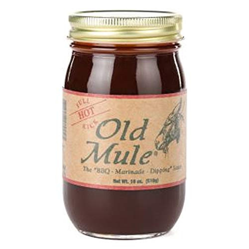 Old Mule BBQ Dipping Sauce Hot Marinade 18 Ounce Jar