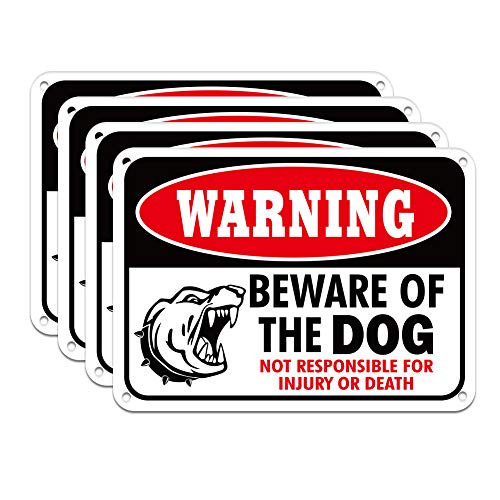 WaaHome Beware of Dog Sign 7x10 Beware of Dog Warning Signs for Fence Yard Pack of 4
