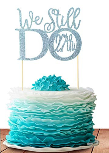GrantParty Glitter Blue We Still Do 27th Anniversary Cake Topper Fabulous 27 Finally 27th Vow Renewal Wedding Anniversary Cake Topper