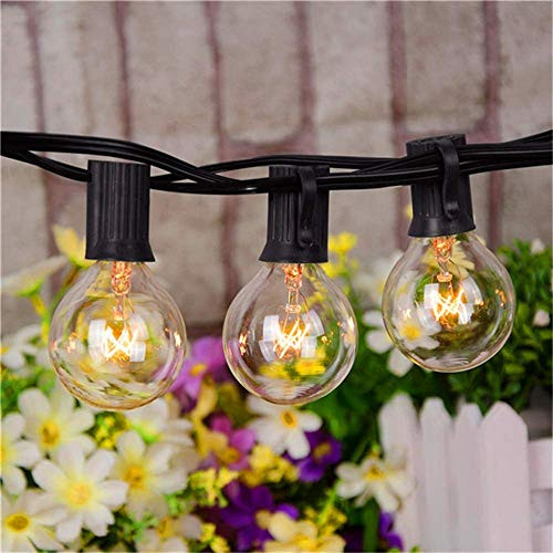 Goothy 25Ft Globe String Lights with G40 Bulbs (Plus 2 Extra Bulbs) UL Listed Backyard Patio Lights Garden Party Natural Warm Bulbs Cafe Hanging Umbrella Lights on Light String Indoor Outdoor-Black