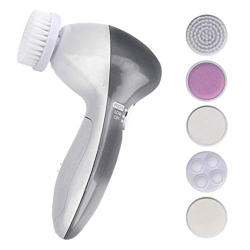 5 in 1 Facial cleansing brush waterproof face spin brush set deep cleansing gentle exfoliating removing blackheads massaging face and body Silver 5 in 1 Facial cleansing brush waterproof face spin brush set deep cleansing gentle exfoliating removing blackheads massaging face and body Silver