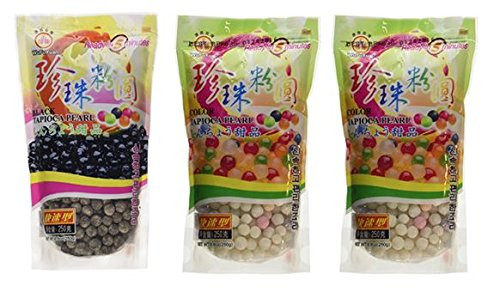 Wufuyuan Tapioca Pearls 1 Black 88 oz  2 Colorful Pearls 88 oz Pack of 3