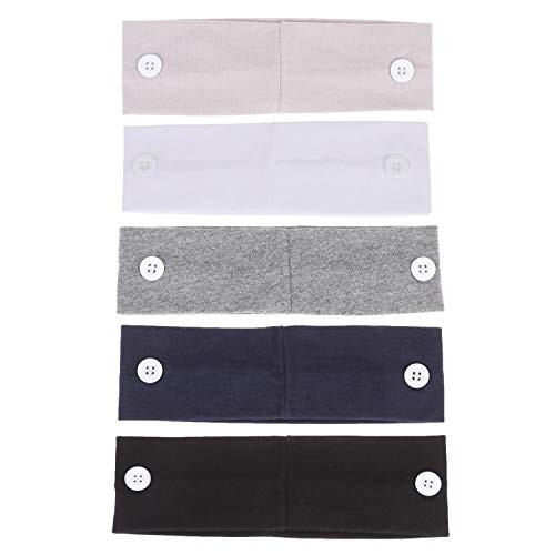 5 Pieces Button Headband Holder Headwrap Ear Protection Band Elastic Yoga Sport Hairbands for Women Men 5 Pieces Button Headband Holder Headwrap Ear Protection Band Elastic Yoga Sport Hairbands for Women Men