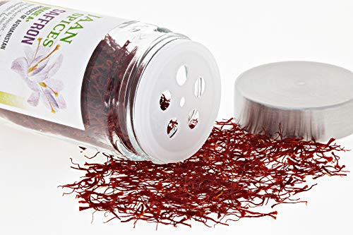 Jaan Spices Premium Quality Grade 1  A Authentic Super Negin Afghan All Red Saffron Threads  Organic Saffron 2 Grams in Glass Spice Jar with Sifter Disc