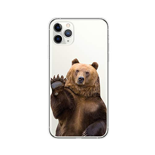 FancyCase Compatible with iPhone 11 Pro MaxNew Animal Style Soft Silicone Protective Clear iPhone 11 Pro Max Case by FancyCase Waving Bear
