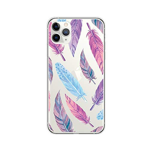 FancyCase Compatible with iPhone 11 Pro MaxNew Feather Style Soft Silicone Protective Clear iPhone 11 Pro Max Case by FancyCase Feathers