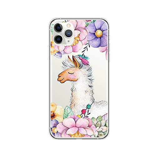 FancyCase Compatible with iPhone 11 ProNew Animal Style Soft Silicone Protective Clear iPhone 11 Pro Case by FancyCase Floral Llama