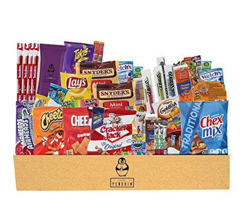 Everyday Care Package 50 Count  1 Bonus Snack Snack Box  An Assortment of Chips Crackers Candy Cookies Bars for Military Students Office and More!