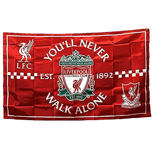 STERTSP Liverpool FC Flag Soccer Club Authentic Banner  Youll Never Walk Alone 3x5 ft Red