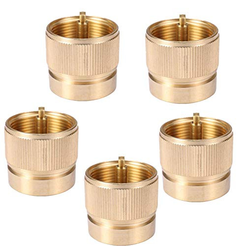 Kbrotech Camping Stove Adapter 1LB Propane Small Tank Input and a Lindal Valve EN417 Output Outdoor Camping Backpacking Stove Convert 5xBRASS 