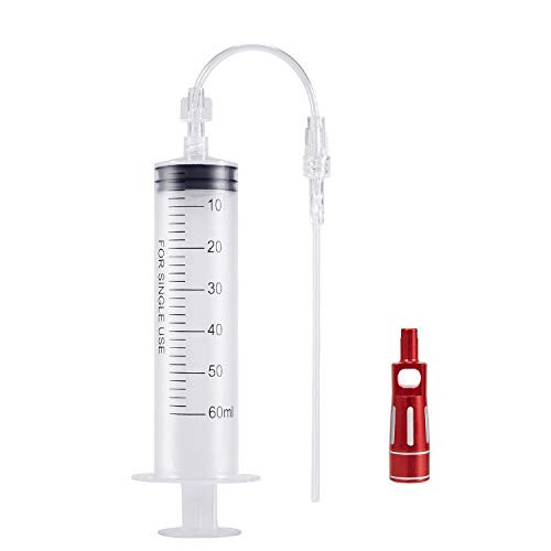 Kbrotech Tubeless Tire Sealant Injector Syringe and Schrader Presta Valve Core Remover Tool with Valve Cap Fit Stans No Tubes Sealant and Other Sealants Brand red