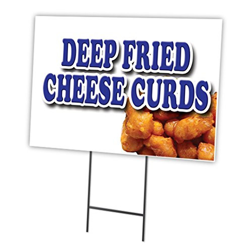 DEEP Fried Cheese Curds 12x16 Yard Sign  Stake  Advertise Your Business  Stake Included Double Sided Image  Made in The USA