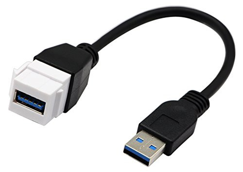 zdyCGTime USB 30 Keystone Jack Inserts Cable USB 30 A to USB A 30 Adapters Female to Male Connector Extension Cable for Wall Plate Outlet Panel White22CM9inch USB 30 FM