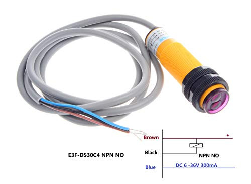 NOYITO E3FDS30C4 Diffuse Reflection Infrared Obstacle Avoidance Sensor Induction Distance 30cm Adjustable 636V Proximity Switch Proximity Sensors  NPN NO