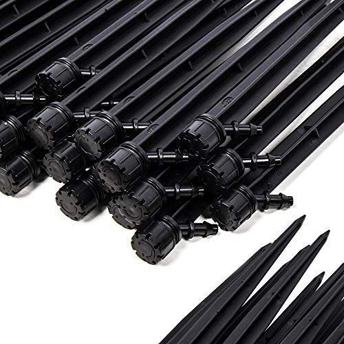 EOX Drip Irrigation Emitters 100 PCS Water Flow Irrigation Drippers 14 in Adjustable Drip Emitters spray Garden Quarter Inch Drip System Emitters 360 Degree Vortex Irrigation Drippers Watering Stake