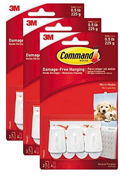 3 Packs Command Strip White Hooks Indoor Use 17066ES Holds up to Half Pound 3 Packs Command Strip White Hooks Indoor Use 17066ES Holds up to Half Pound