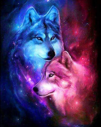 Nearzstorn 5D Diamond Painting DIY Diamond Embroidery Painting Cross Stitch Kit 5D Diamond Crystal Rhinestone Embroidery Painting DIY Art Craft Canvas Wall Decor Wolf Lover 20x25cm