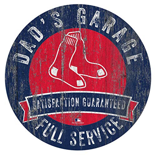 Fan Creations Red Sox 12 Round Dads Garage Wood Sign