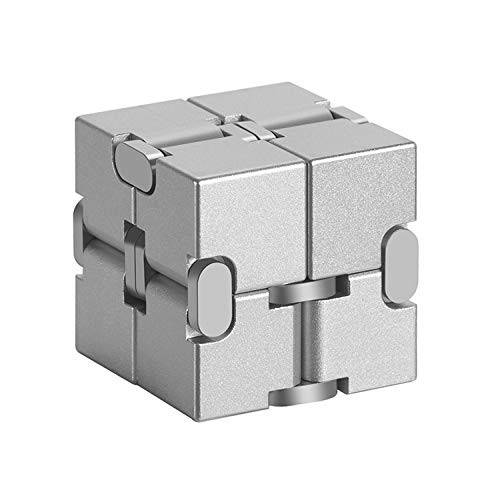 xingzhi Lifidea Aluminum Alloy Metal Infinity Cube Fidget Cube Handheld Fidget Toy Desk Toy with Cool Case Infinity Magic Cube Relieve Stress Anxiety ADHD OCD for Kids and Adults Silver