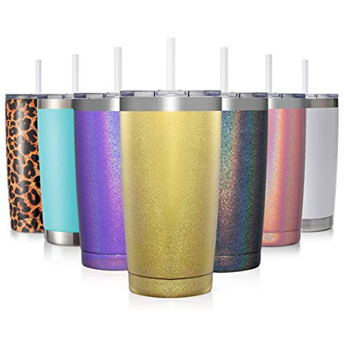 Civago 20oz Insulated Stainless Steel Tumbler Coffee Tumbler with Lid and Straw Double Wall Vacuum Travel Coffee Mug Powder Coated Tumbler Cup Bronze Shimmer1