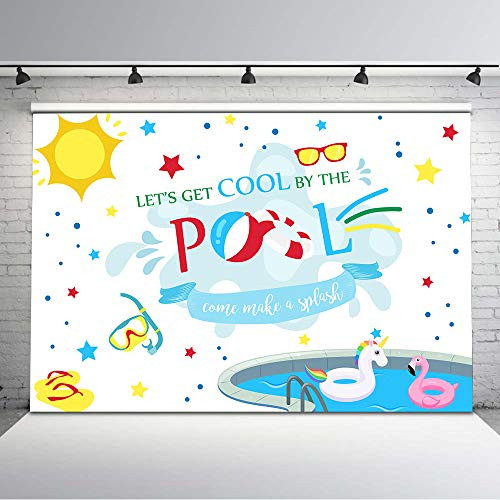 Mocsicka Summer Pool Party Backdrop Unicorn Pool Birthday Photography Background 7x5ft Vinyl Flamingo Pool Party Backdrops