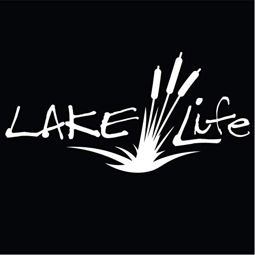 Lake Life Vinyl Decal Sticker  Cars Trucks Vans SUVs Walls Cups Laptops  7 Inch Decal  White  KCD2779