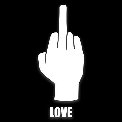 Middle Finger Love Vinyl Decal Sticker  Cars Trucks Vans SUVs Walls Cups Laptops  7 Inch Decal  White  KCD2919