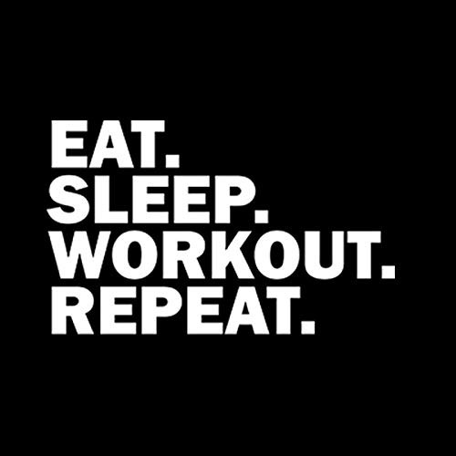 Eat Sleep Workout Repeat Vinyl Decal Sticker  Cars Trucks Vans SUVs Walls Cups Laptops  55 Inch Decal  White  KCD2979