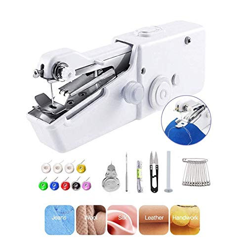 Mini Sewing MachinePortable Sewing Machine Beginner Electric Handheld Sewing Machine Cordless Quick Handy Stitch Fabric Clothing Kids Cloth Pet Clothes DIY HomeTravel Use Mini Sewing MachinePortable Sewing Machine Beginner Electric Handheld Sewing Machine Cordless Quick Handy Stitch Fabric Clothing Kids Cloth Pet Clothes DIY HomeTravel Use