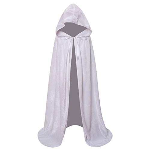 makroyl Kids Velvet Cloak Cape with Hooded for Halloween Christmas Cosplay Costumes Small White