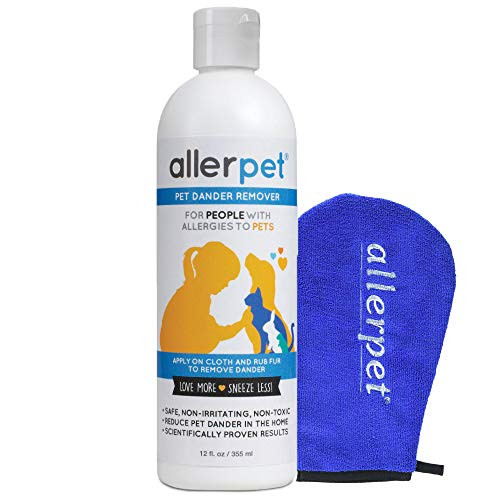 Allerpet MultiPet Dander Remover with FREE Application Mitt  Best Pet Dander Remover for Allergens  For DogCat Dry Skin Treatment  Made in USA  12oz