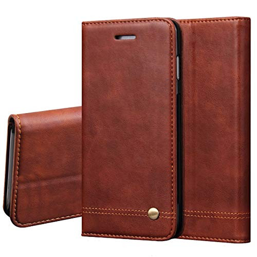 Galaxy J4 Plus caseGalaxy J4 Core caseJ4 Prime CaseRUIHUI Classic Leather Wallet Folding Flip Protective Shell Cover with Card SlotsKickstandMagnetic Closure for Samsung Galaxy J4 Brown