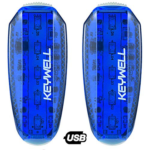 KEYWELL USB Rechargeable LED Safety Lights 2 Pack  Clip on Strobe Running Lights for Runners JoggersWalkersKidsDogsBike Tail Lights  High Visibility Accessories for Reflective Gear Blue