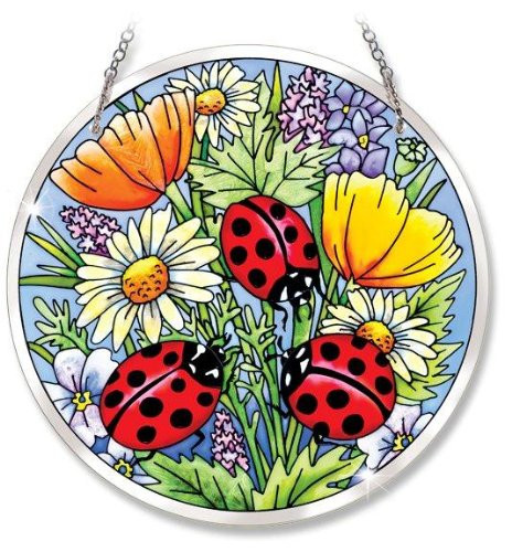 Amia 5262 Beveled Glass Circle Suncatcher Ladybug Design 612Inch Large