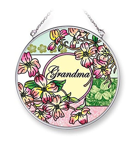 Amia 42066 412Inch Hand Painted Glass Grandma Circle Suncatcher Medium Floral Design