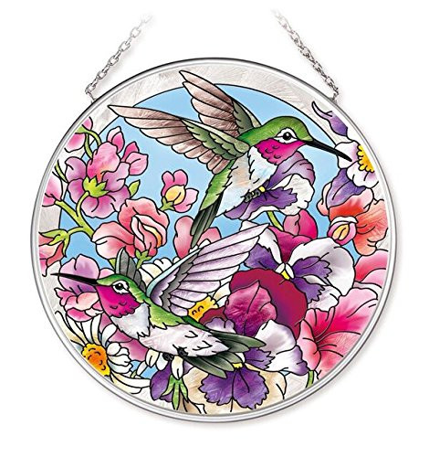 Amia Hummingbird Medium Circle Glass Suncatcher