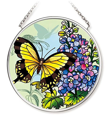 Amia Butterfly Small Circle Glass Suncatcher