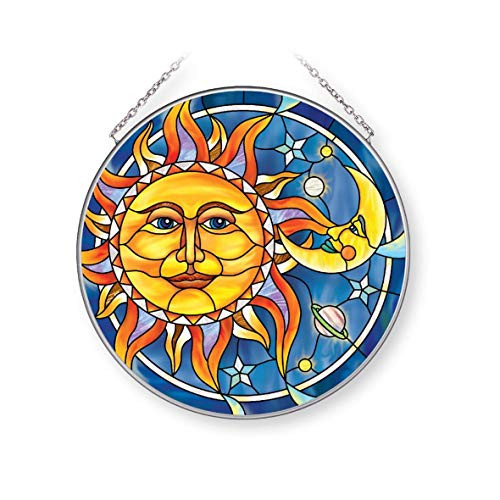 Amia Sun  Moon Large Circle Glass Suncatcher Multicolored