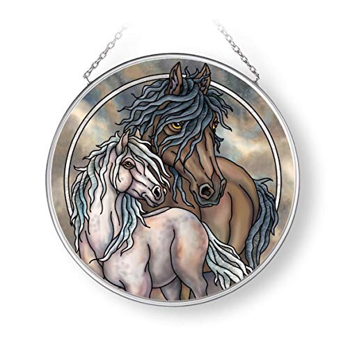 Amia Inherit The Wind Horses Medium Circle Glass Suncatcher Multicolored