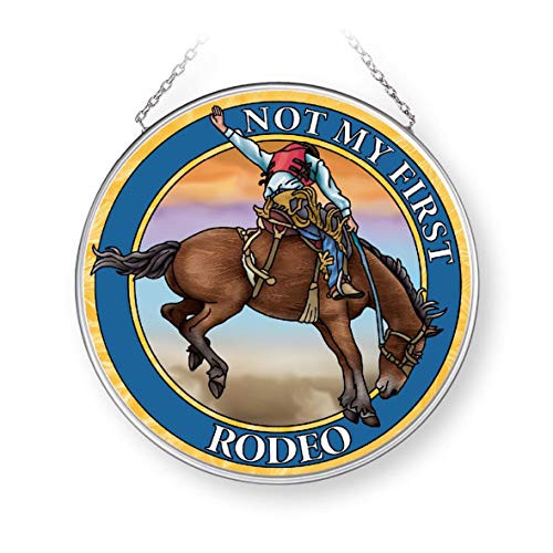 Amia First Rodeo Horse Medium Circle Glass Suncatcher Multicolored