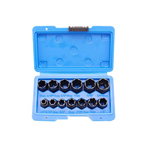CASAR 38 Drive Twist Socket Set 13PCS Lug Nut Remover Extractor Tool Locking Wheel Metric 1419mm Bolt and Lug Nut Extractor Socket Tools