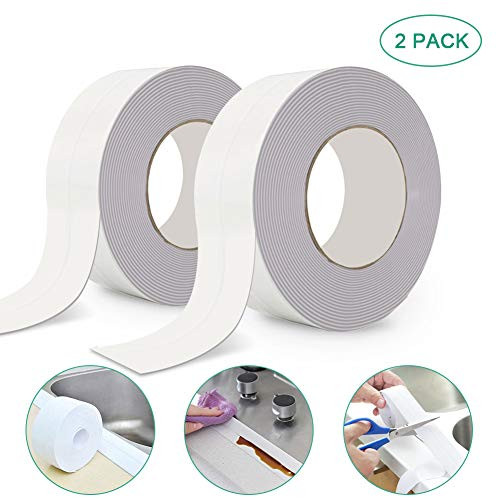 Caulk Strip Tub Caulking Tape PVC Self Adhesive Caulking Sealing Tape for Kitchen Sink Toilet Bathroom Shower Bathtub and Wall Edge 15 Inch 2 Pack White