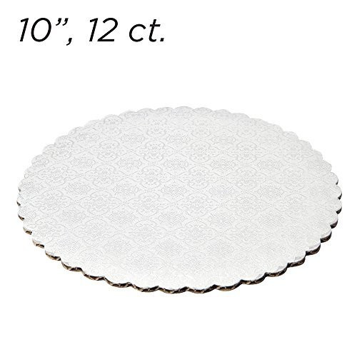 10 White Scalloped Edge Cake Boards 12 ct