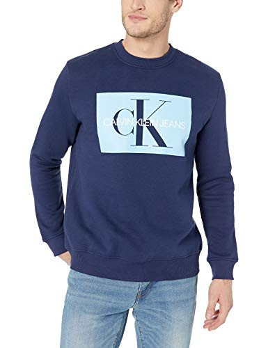 Calvin Klein Mens Monogram Logo Crew Neck Sweatshirt Peacoat XLarge