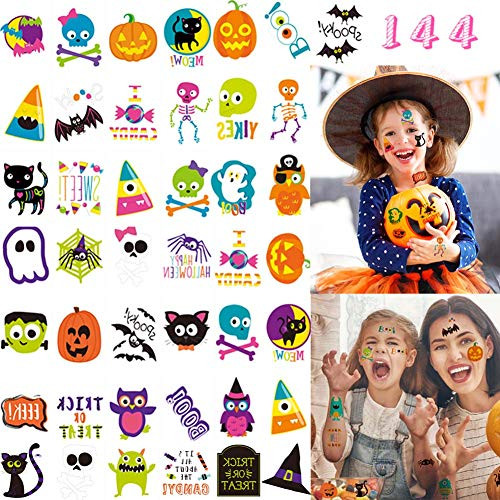 144 Pcs Halloween Temporary Tattoos for Kids 72 Cute Designs Colorful Waterproof Halloween Cartoon Pumpkin Tattoo Stickers for Boys Girls Halloween Trick or Treat Party Favors 144 Pcs Halloween Temporary Tattoos for Kids 72 Cute Designs Colorful Waterproof Halloween Cartoon Pumpkin Tattoo Stickers for Boys Girls Halloween Trick or Treat Party Favors