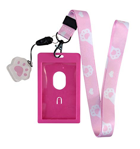 Pink Paw Print Lanyard wID Badge Holder and Charm
